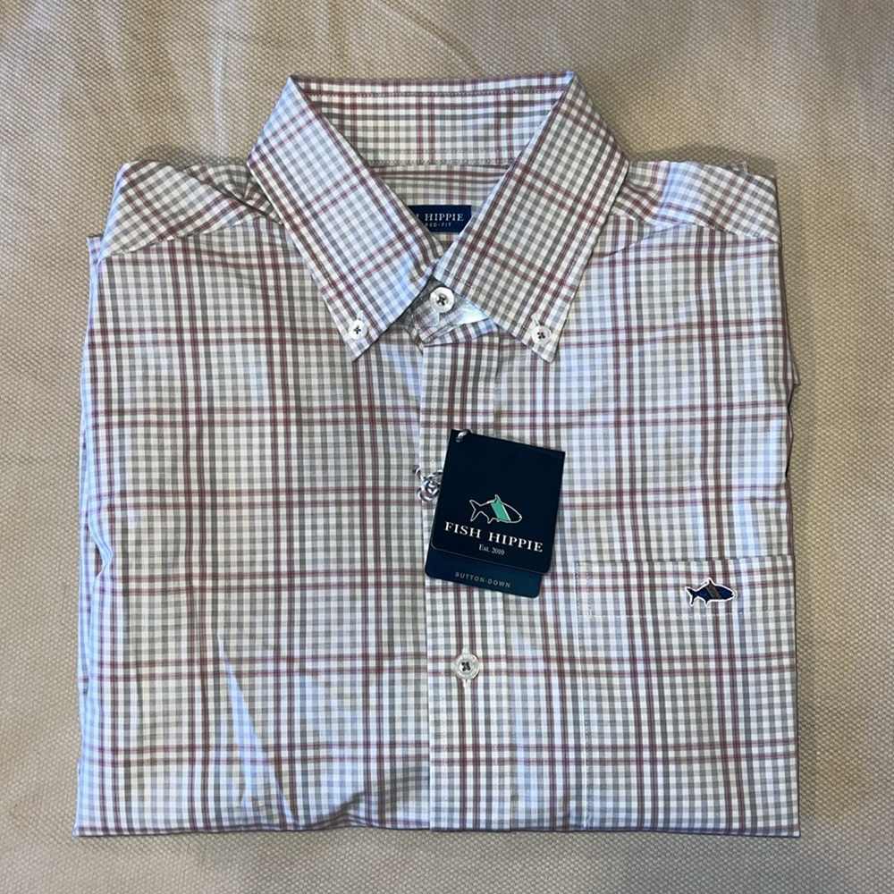 Fish Hippie men’s long sleeve button down performance shirt